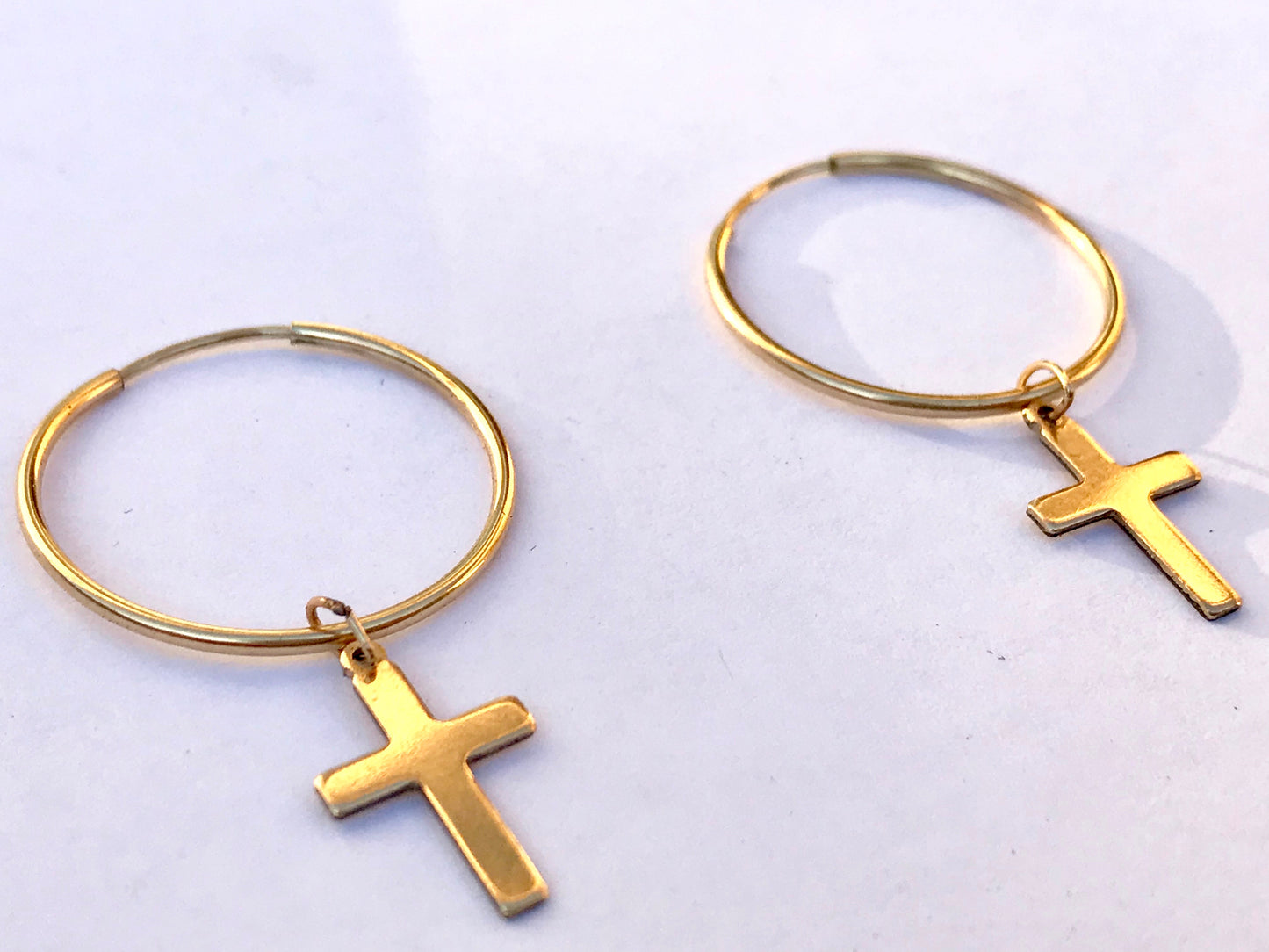 Gold Cross Hoop Earrings - IslaChic